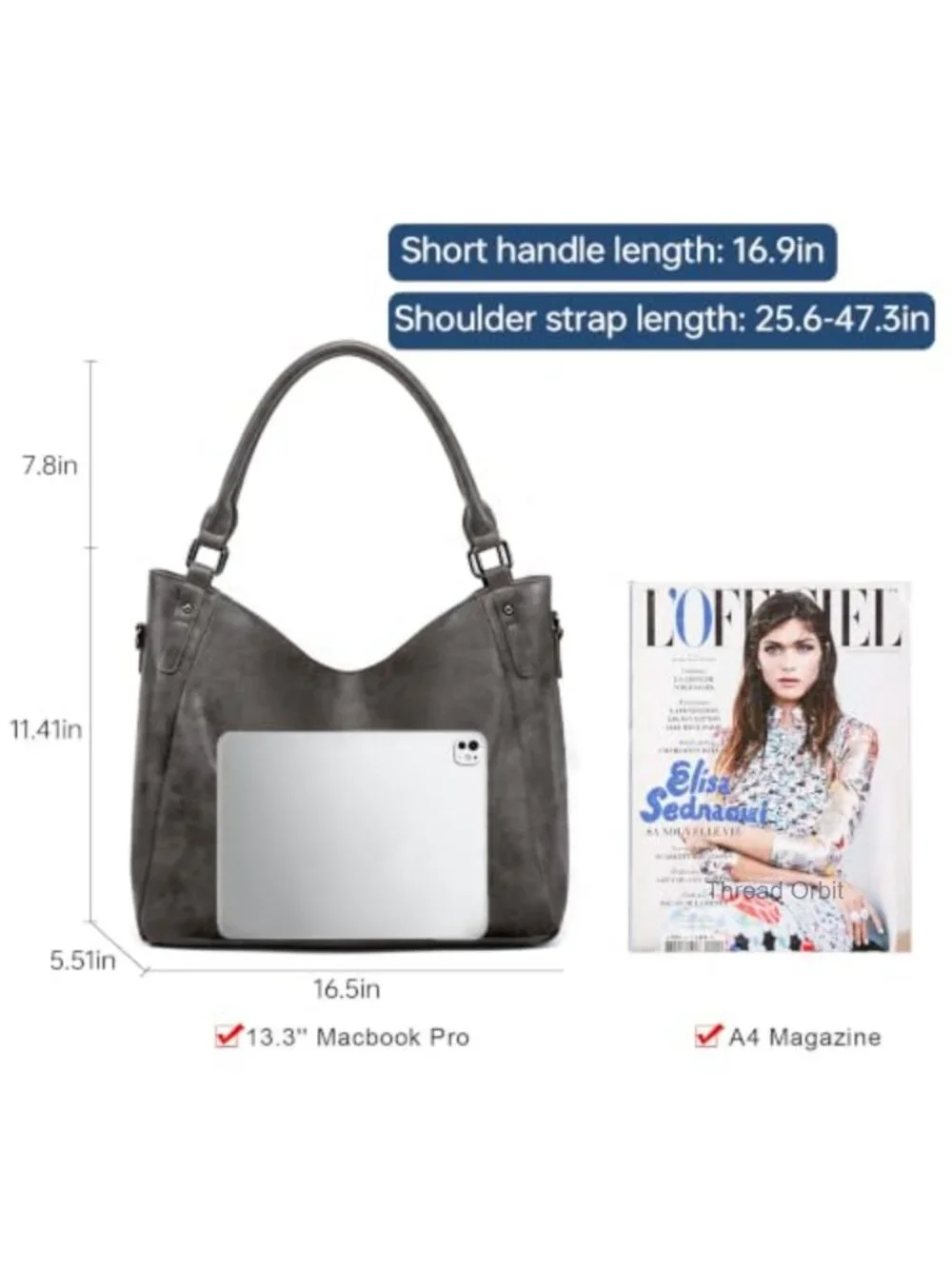 Women's Large Vegan Leather Hobo Tote Crossbody Bag with Wristlet Wallet